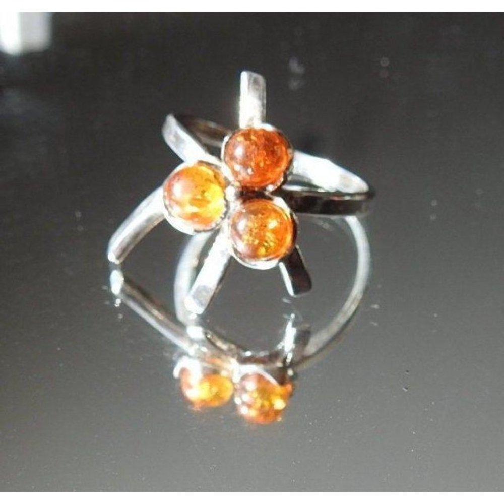 Baltic Amber Sterling Silver Size 8 Ring